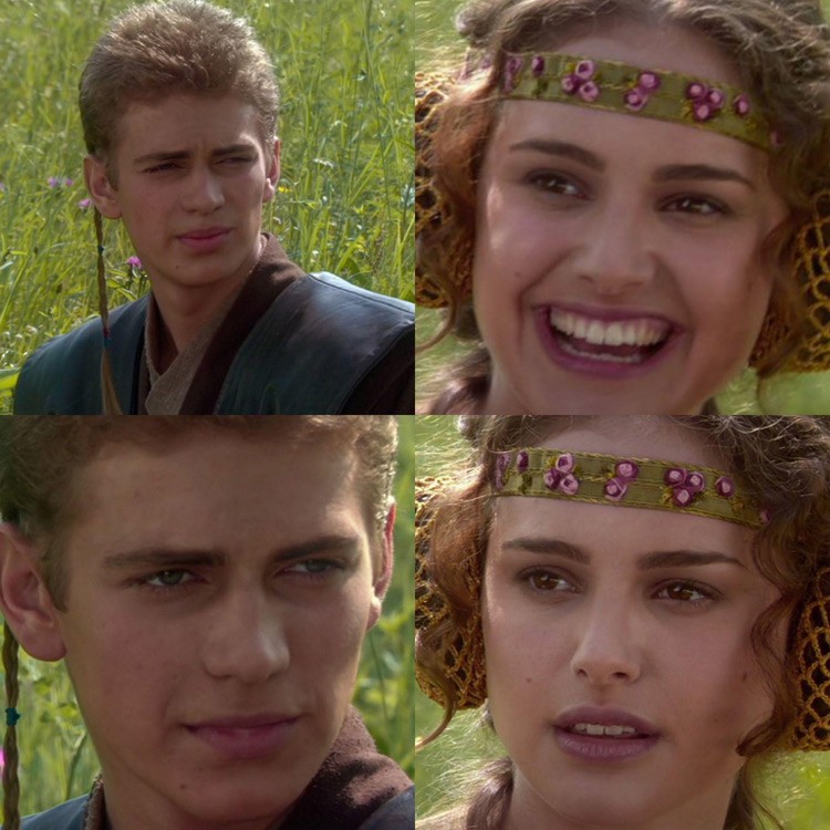Create meme: Anakin and Padme on a picnic meme, Star Wars meme Anakin and Padme, Star wars Anakin and Padme