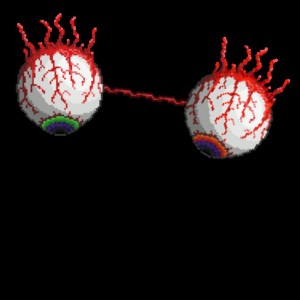 Создать мем: босс близнецы в террарии, глаз ктулху в террарии, terraria глаз ктулху арт