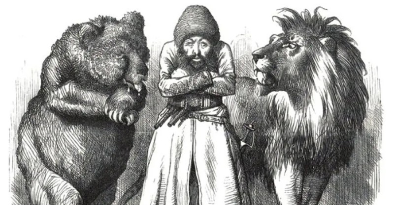 Create meme: the lion and the bear , The British lion and the Russian bear, Russian bear cartoons