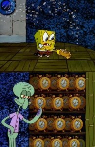 Create meme: meme with squidward, squidward wardrobe-alarm clock, Sponge Bob Square Pants