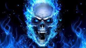 Create meme: flaming skull, blue skull, cool skulls