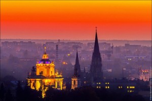 Create meme: sunset, the city of Lviv