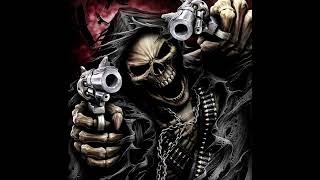 Создать мем: скелет с револьвером, крутой скелет, скелет с оружием