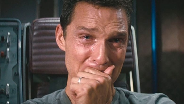 Create meme: Interstellar is crying meme, Matthew McConaughey crying in interstellar, meme of interstellar