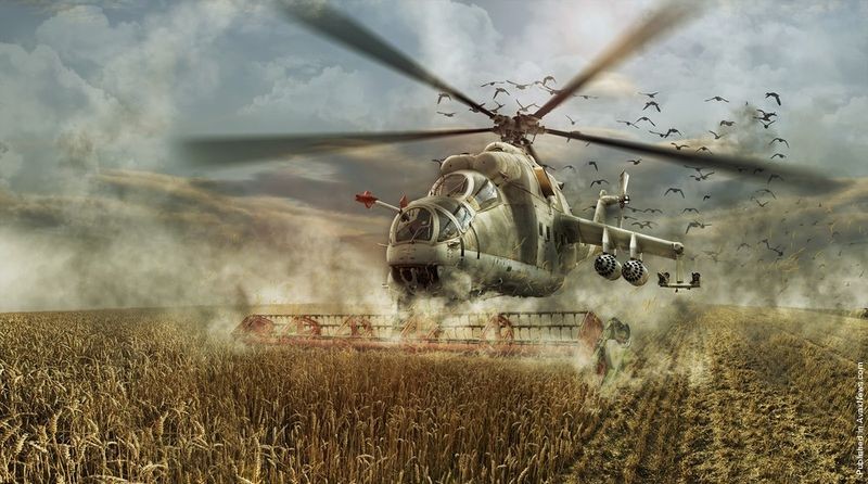 Create meme: mi 24 combine harvester, mi 24 helicopter, mi helicopters