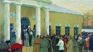 Create meme: obligated peasants, b Kustodiev, preparing the abolition of serfdom