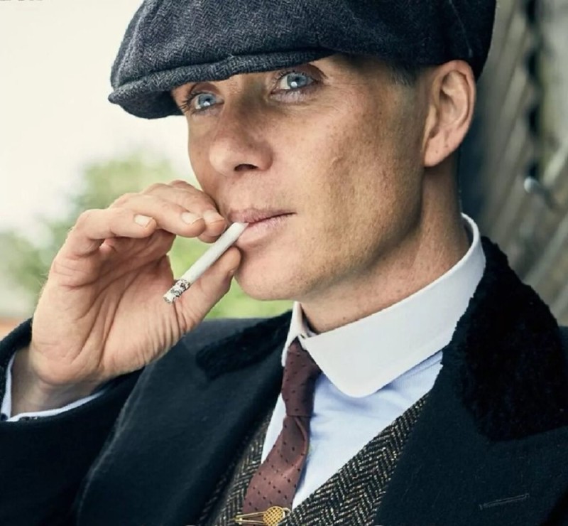 Create meme: Thomas Shelby with a cigarette, peaky blinders, Cillian Murphy's peaky blinders