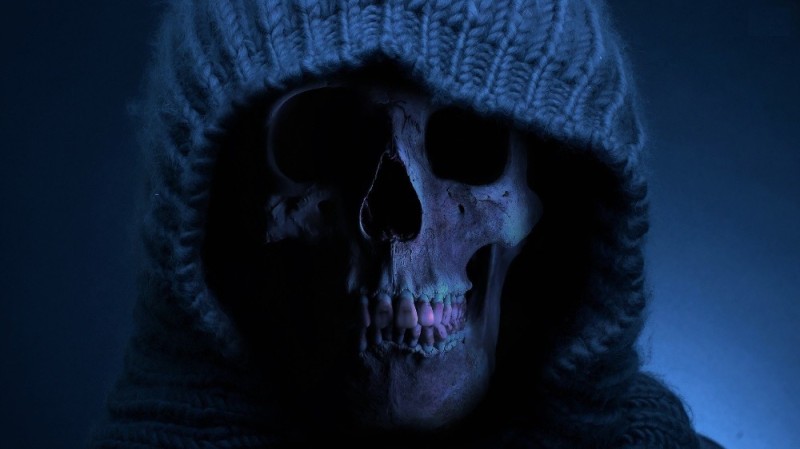 Create meme: scary stories for the night, scary skull, death in the hood