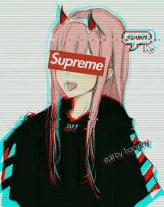 Создать мем: аниме офф, аниме арт девушка суприм, аниме zero two supreme