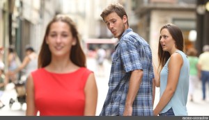 Create meme: the meme about a guy and a girl, the guy looks at the girl meme, the guy turns to girl