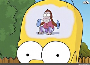 Create meme: Homer Simpson monkey in the head, the monkey from the simpsons with plates