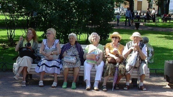 Create meme: grandma on the bench, pensioners on the bench, Grandma is sitting on a bench