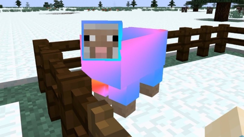 Create meme: minecraft , pink sheep in minecraft, sheep in minecraft
