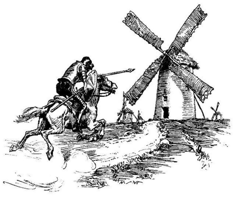 Create meme: don quixote and windmills, don quixote fighting windmills, don quixote windmills presentation