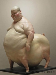 Создать мем: свинья с лицом человека, жирная свинья, гибрид человека