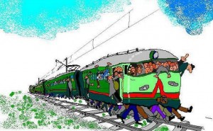 Создать мем: электропоезд для детей, железнодорожник, пассажирский поезд рисунок