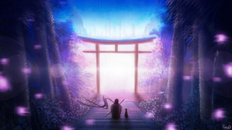 Create meme: background anime, nature , Japanese gate