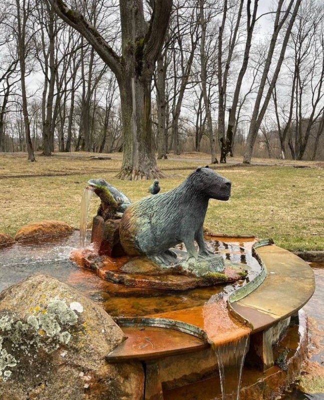Create meme: Pavlov's dog monument, Park museum dog sculpture, fountain 