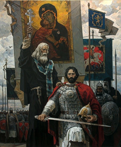 Create meme: kulikovskaya battle dmitry donskoy, Sergius of Radonezh blesses Dmitry Donskoy, Sergiy Radonezhsky and Dmitry donskoy