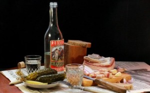 Create meme: a bottle of vodka and appetizer photos for photoshop, vodka and snack, vodka and Zakus photo