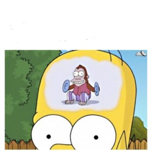 Create meme: the monkey from the simpsons with plates, the monkey with the cymbals in my head, Homer Simpson monkey in the head