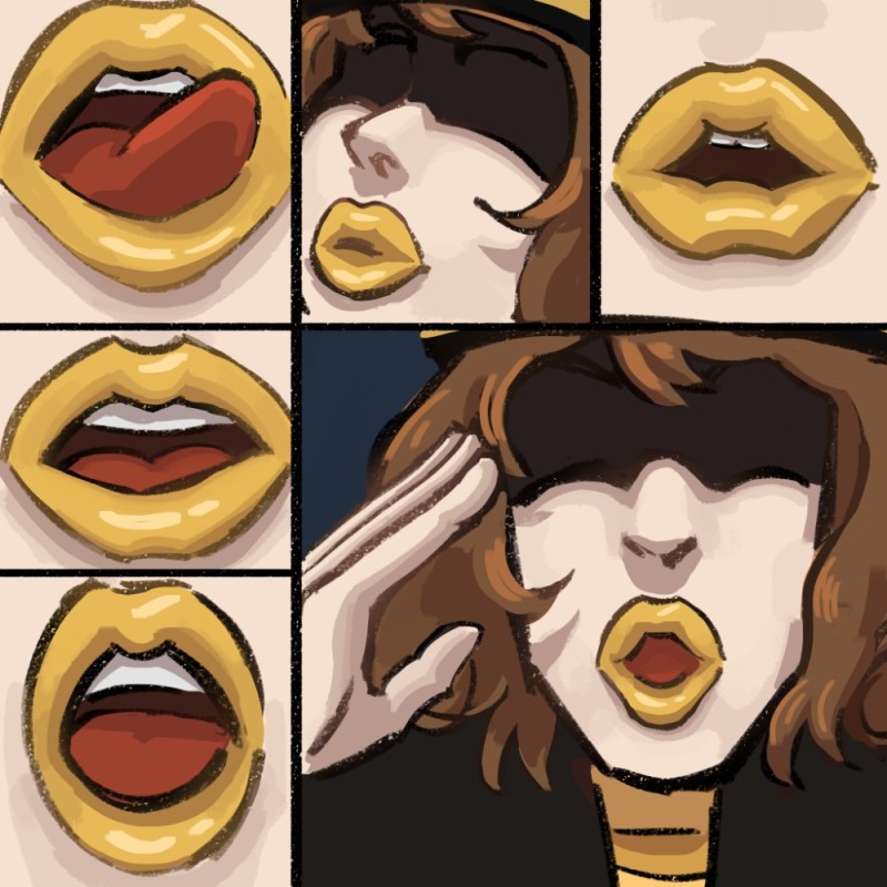 Create meme: golden mouth, golden lips, lips for memes