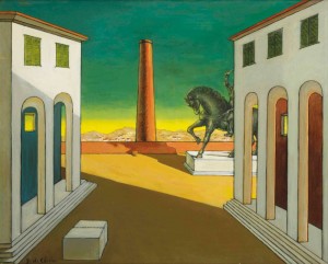 Create meme: Giorgio de Chirico the red tower 1913, Giorgio de Chirico paintings disturbing journey, Giorgio de Chirico piazza