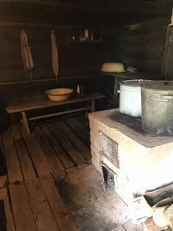 Create meme: the stove in the village bath, rustic bath, village bathhouse inside