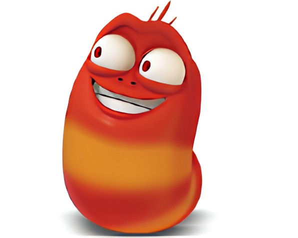 Create meme: red larva, larva cartoon, larva characters