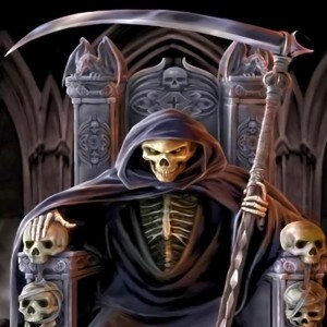 Create meme: death on the throne, death, grim reaper