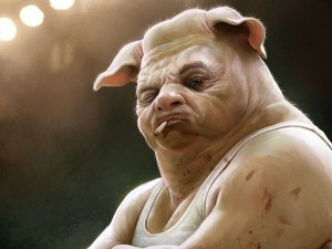 Create meme: pig, evil pig