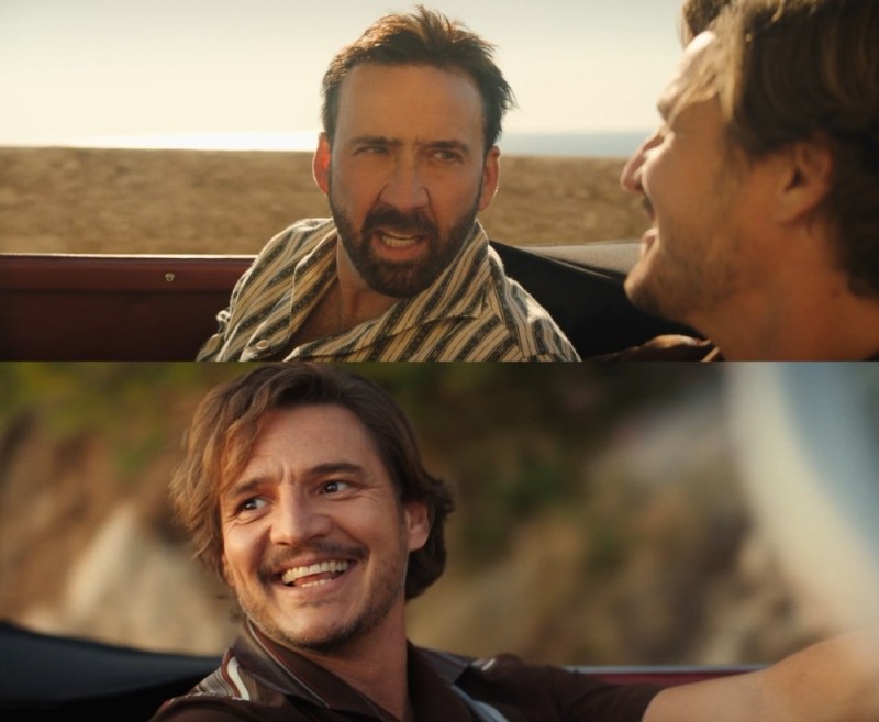 Create meme: Pedro Pascal Nicolas Cage, The unbearable weight of Nicolas Cage's enormous talent, nicolas cage 2022