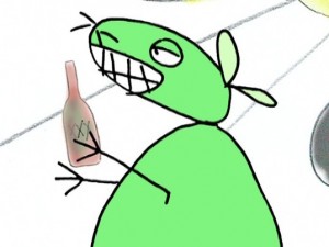 Create meme: green mouse cartoon, green mouse drinking, cartoon green mouse