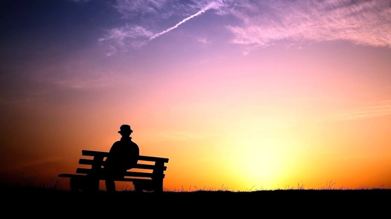 Create meme: sunset man, a bench at sunset, Sunset loneliness