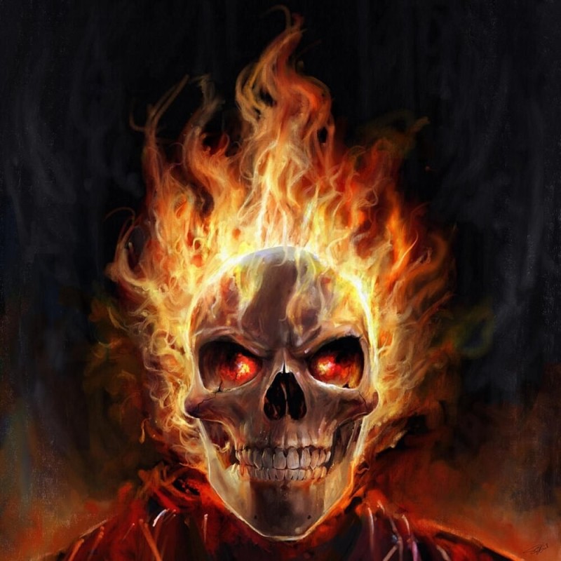 Create meme: Ghost rider , flaming skull, marvel future fight ghost rider
