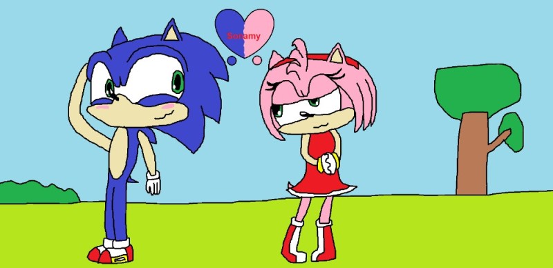 Создать мем: sonamy, эми из соника, соник и эми любовь