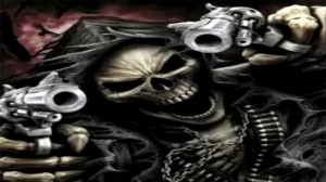 Create meme: skeleton with a gun, skull fantasy