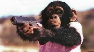 Create meme: mavpy, monkey, a monkey with a gun