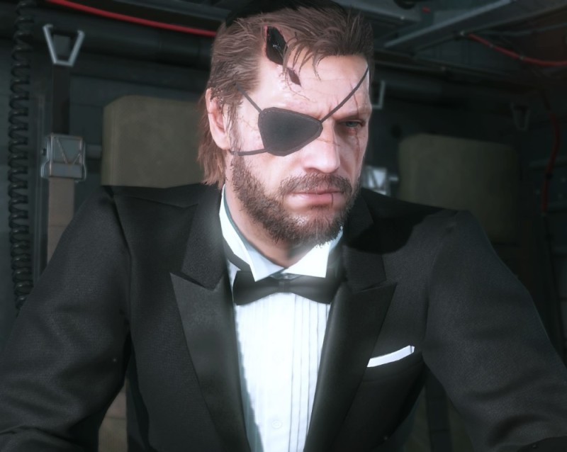 Create meme: big boss mgs 5, big boss metal gear, Solid Snake in a tuxedo