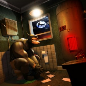 Создать мем: five nights at freddy, batman cartoon, Batman in toilet