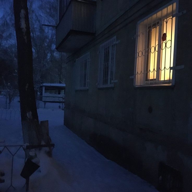 Create meme: evening winter, yard in winter, winter yard at night