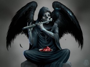 Create meme: black wings, Raven black, the angel of death with a cigarette