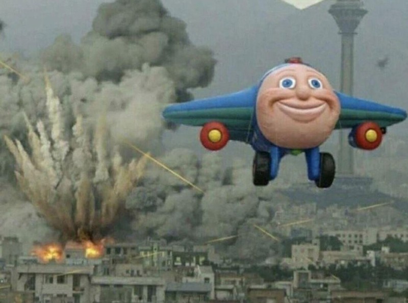 Create meme: Jay Jay the jet plane, JJ cartoon, the airplane flies away from the explosion