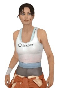 Create meme: Chell, Chell from the portal, portal 2 jumper boots