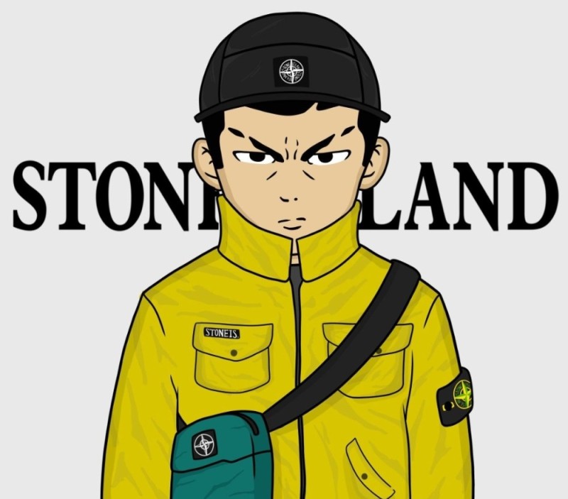 Create meme: stone island figure, Moan island drawing, stone island logo