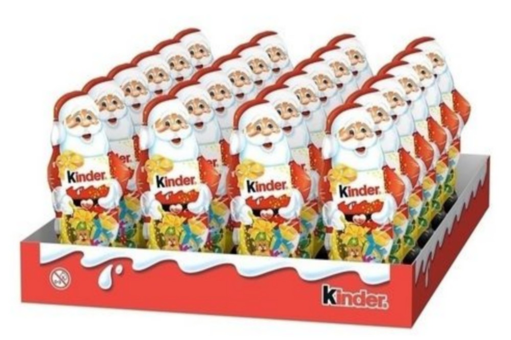 Create meme: kinder chocolate Santa Claus, kinder Santa Claus chocolate 55 g, kinder Santa claus 110g