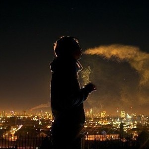 Create meme: smoke, night, night silhouette