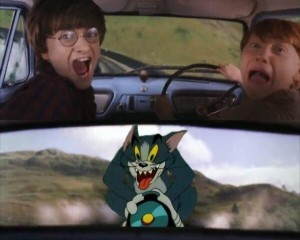 Create meme: Harry and Ron, cartoon, Harry and Ron are in the car