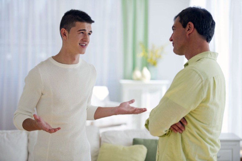 Create meme: father and adult son, a conversation with a teenager, father and son teen