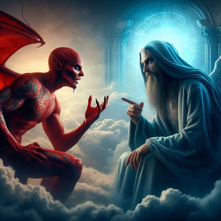 Create meme: God is the devil, god versus the devil, God versus Satan